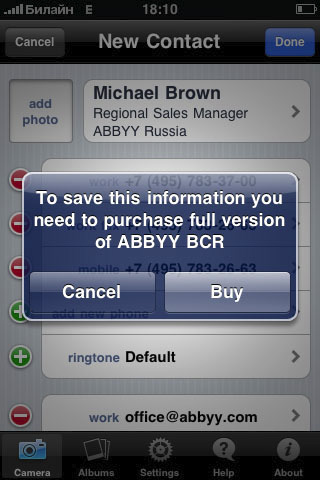  1  ABBYY Business Card Reader  iPhone -  try&buy