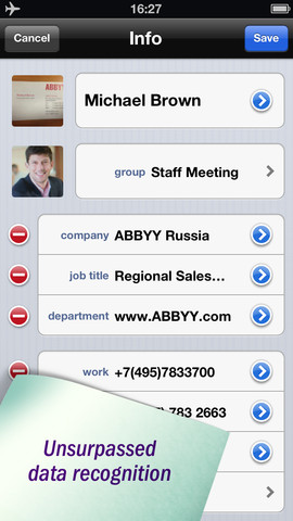  3  ABBYY Business Card Reader 5.0  iPhone -   