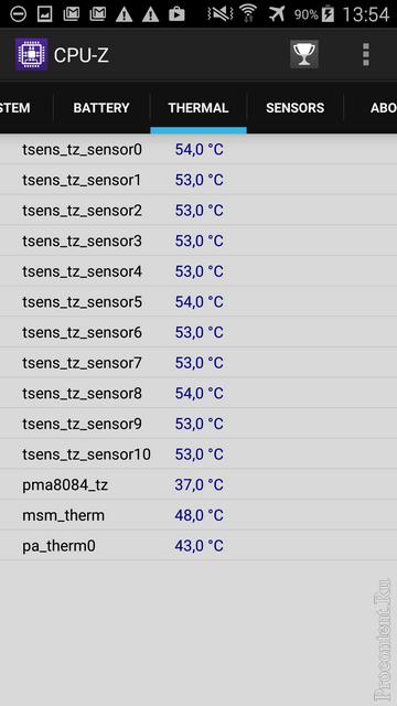 Температура с различных датчиков в Андроид