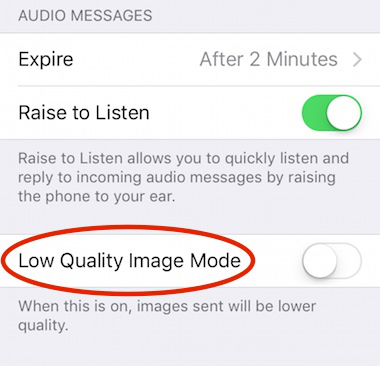 В iOS 10 можно отсылать через Сообщения фотографии в низком качестве