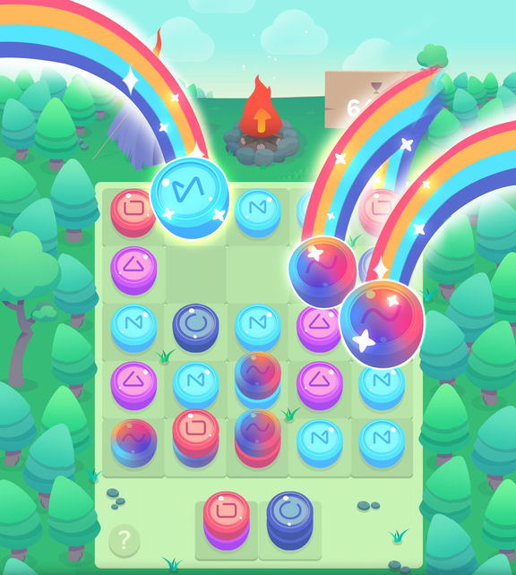 Цветовая палитра головоломки Windin для iPhone и iPad состоит из коктейля м...