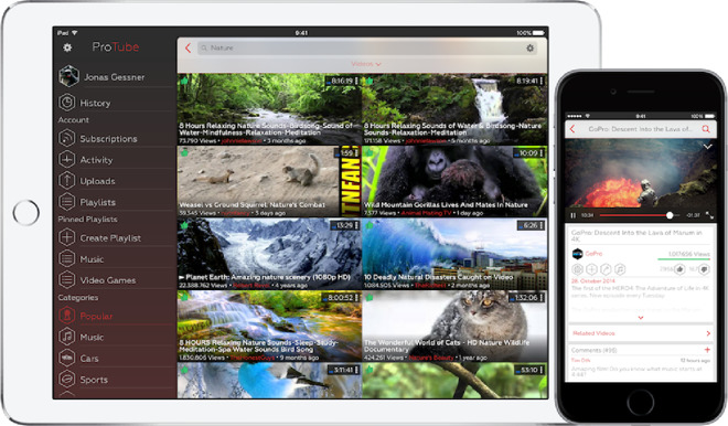 Приложение ProTube - альтернативный клиент YouTube для iPhone и iPad